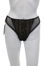 Eprise de Lise Charmel Womens Sheer Lace Up Thong Underwear Black Size 10