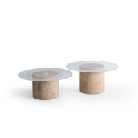 Exklusiver Couchtisch-Set Stilvolle Rundtische Designer Platte 2Tlg