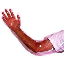 50 Pcs Insemination Long Gloves Disposable Plastic Film Veterinary Rectal Lon...