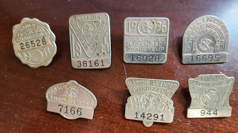 1930-1934-1935-1936-1937-1938-1939 Lot of 7 Illinois Vintage Chauffeur License
