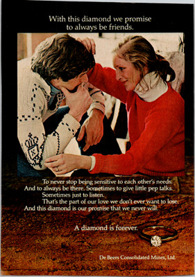 De Beers ''A Diamond is Forever'' Vintage Magazine Ad 1970s Friendship