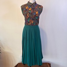 Talbots | Vintage Teal 100% Wool Pleated Long Skirt 14 Made in USA Dark Academia