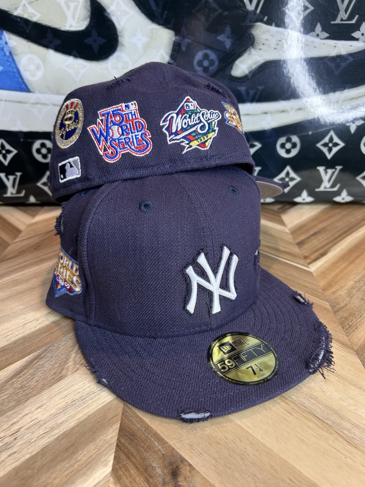 New Era Distressed Denim Myfitteds Patch Hat Fitted Rare 7 1/4 Sold Out Supreme