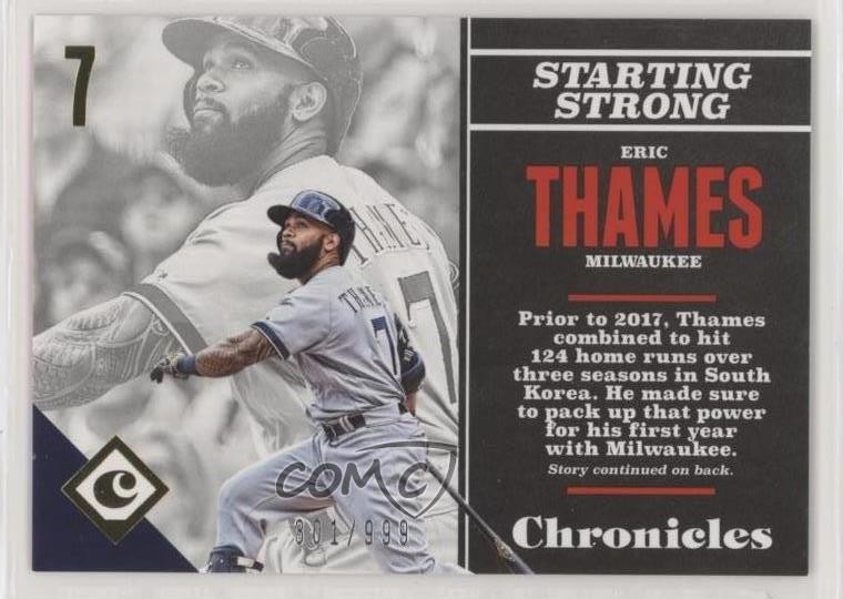 2017 Panini Chronicles Gold 301/999 Eric Thames #62 03yj