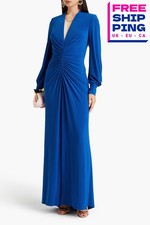 UVP 850€ BADGLEY MISCHKA Jerseykleid US6 UK10 IT42 M gerafft blau Bischofsärmel