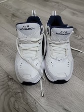 Nike Air Mens Monarch IV White Navy Blue Silver B 415445-102 Size 8.5 Sneakers