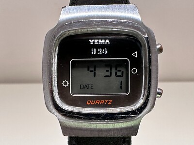 VINTAGE RARE EARLY COLLECTIBLR FRANCE CHROMED MEN'S DIGITAL WATCH