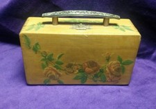 Vintage Wood Purse Folk Art Decoupage Wood Storage Box
