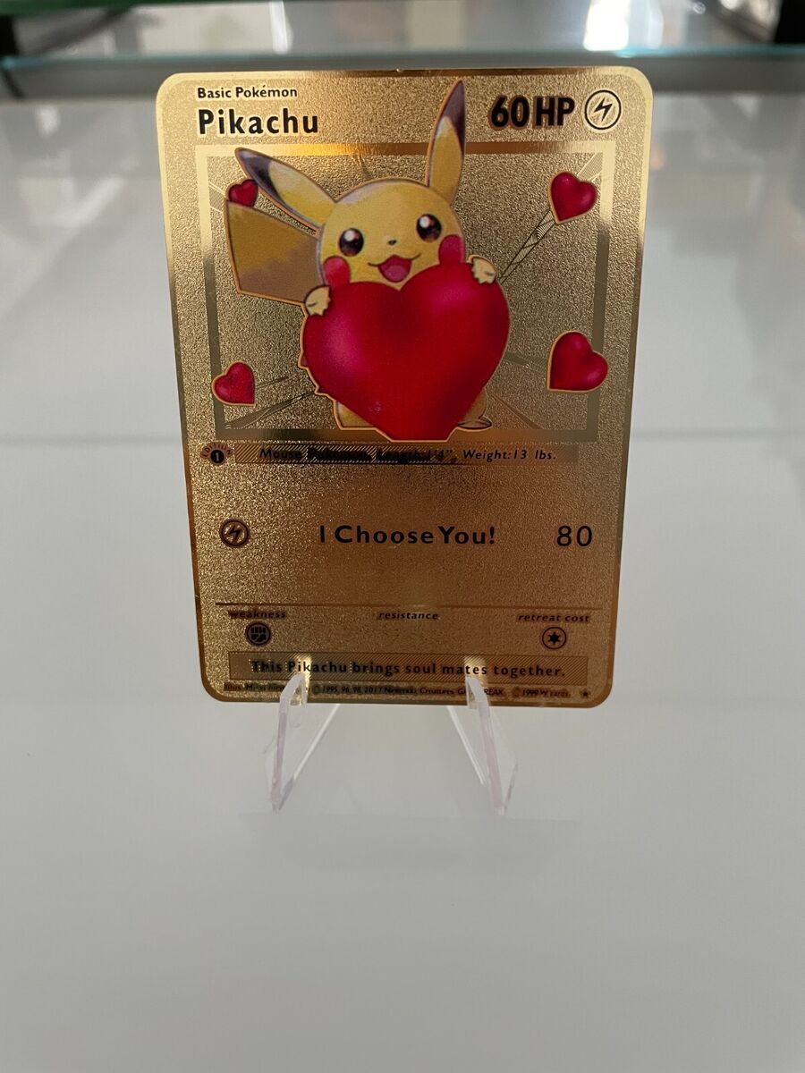 Pikachu & Eevee I Love You Gold Metal Card