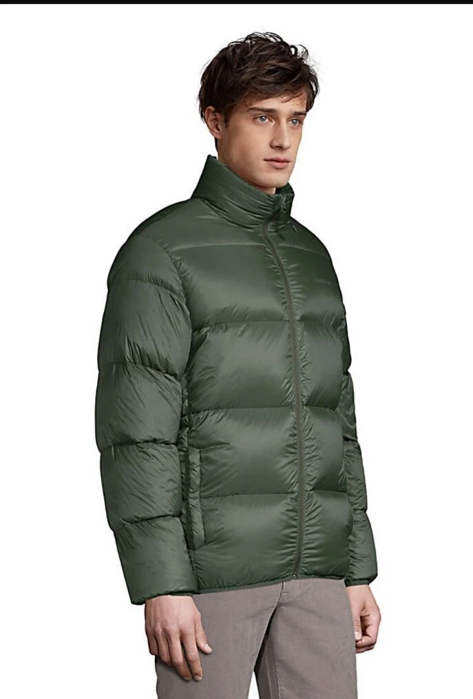 New Lands End 38 / 40 GREEN Wide Channel DOWN JACKET Coat PACKABLE Men Medium