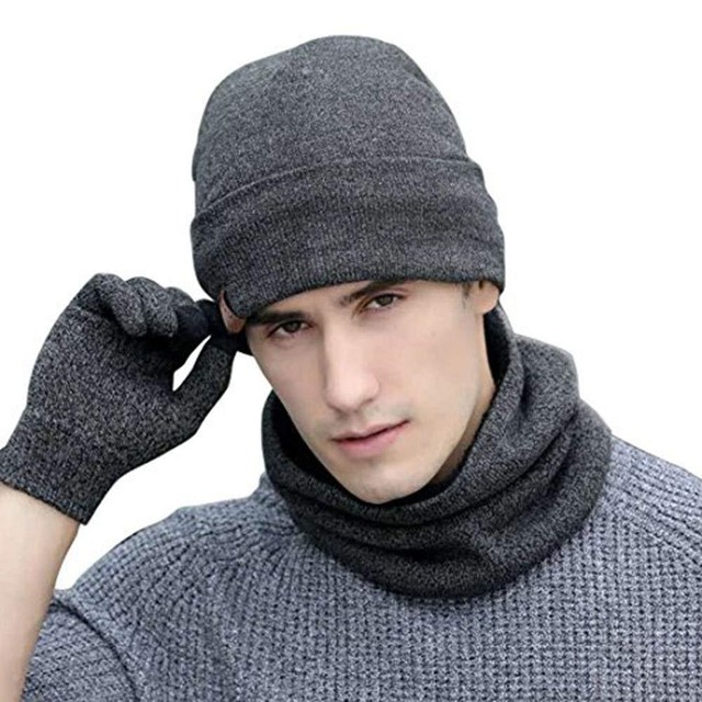 Winter Scarf And Hat Set For Men with Gloves Outdoor Cold Weather 3