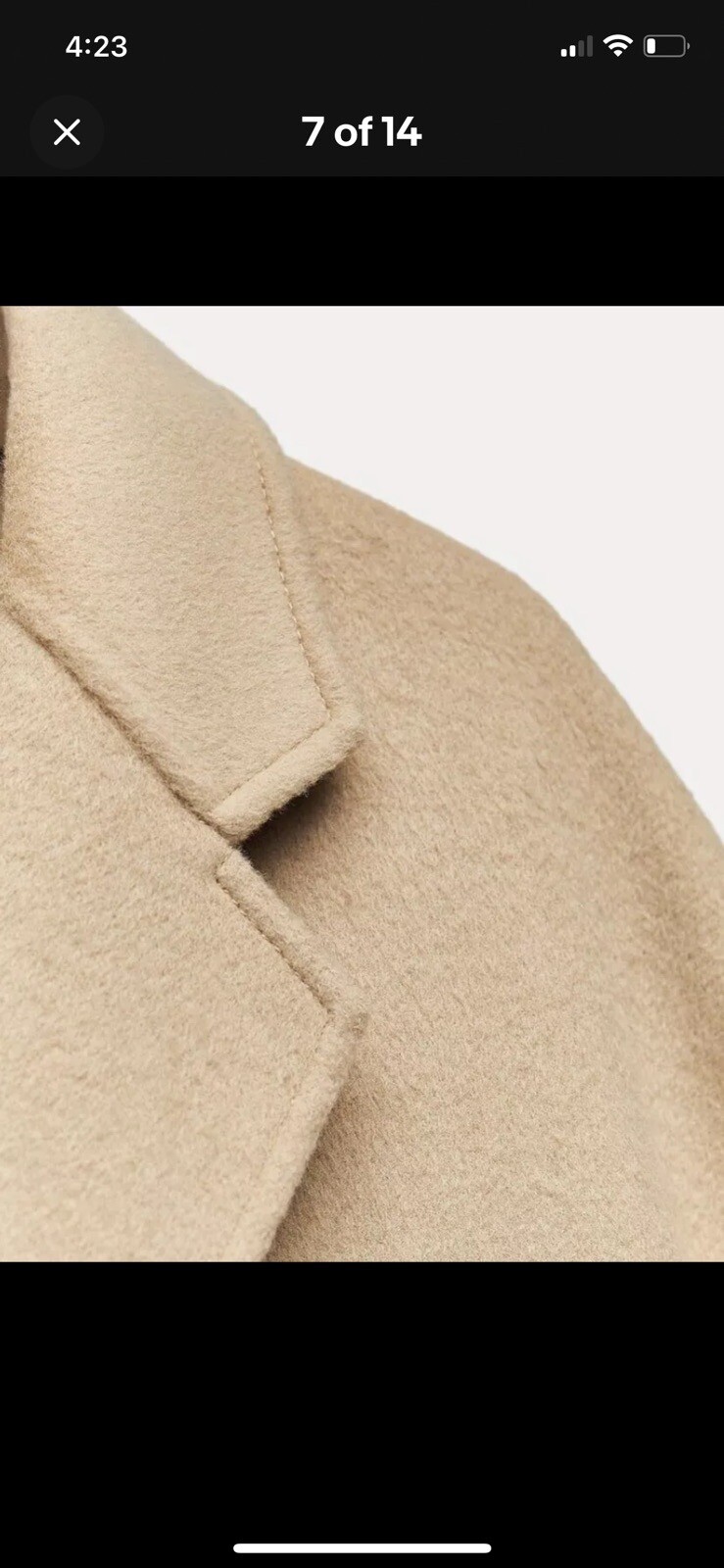 ZARA FW24 CAMEL DOUBLE FACED WOOL COAT M/L NWT image 7