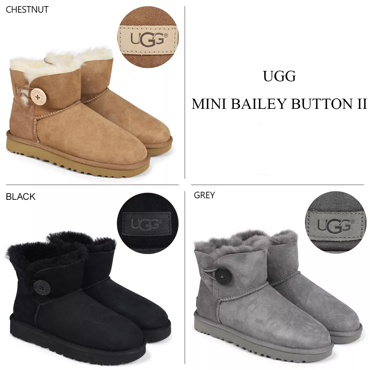 UGG Boots Women UGG Mini Bailey Button II Sheepskin Winter Boots NEW