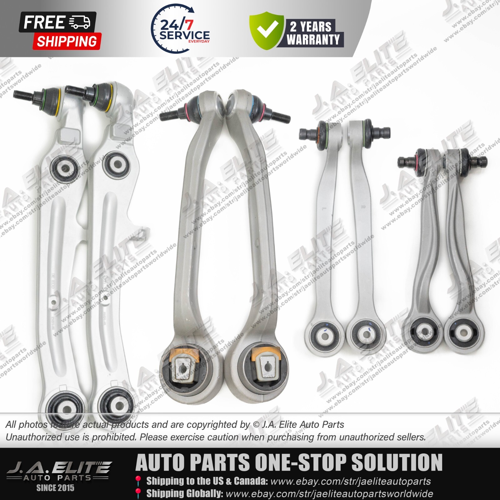 8pcs Front Upper & Lower Control Arm Kit fit Bentley Continental Flying Spur