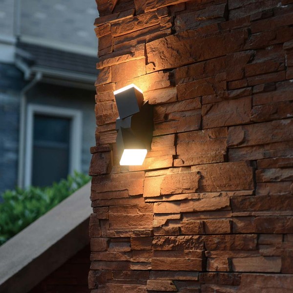 Wandleuchte Wandlampe Strahler Led Up & Down Hauswandlampe Beweglich Schwarz-image