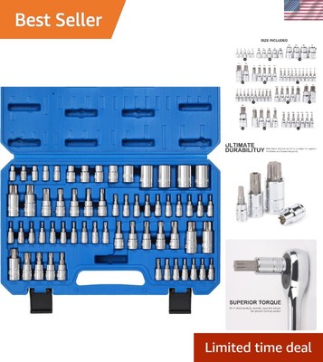 60-Piece Torx Bit Socket and External Socket Set in S2 & Chrome Vanadium Steel