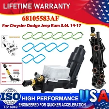 Oil Cooler Filter Housing w/ gaskets For 2014 2015-18 Jeep Grand Cherokee 3.2 V6