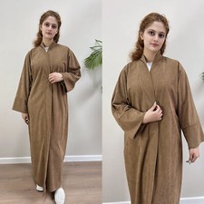 Dubai Open Abaya Women Solid Color Casual Kaftan Kimono Dress Muslim Cardigan