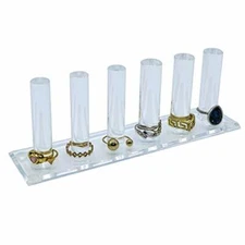 Acrylic 6 Rod Ring Holder, Clear Jewelry Organizer for Rings