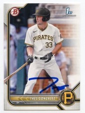 TRES GONZALEZ SIGNED 2022 1st BOWMAN BASEBALL CARD PITTSBURGH PIRATES #BD-157