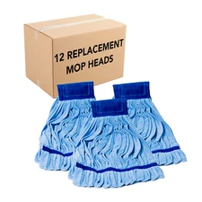 Tube Mop Heads, Wholesale Case of 12 Microfiber Commercial Mop Replacement Heads