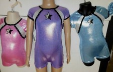 Gymnastic Biketard 3 Foil Colors w/ Scrunchie Girls Sizes 97120 AmericanMade