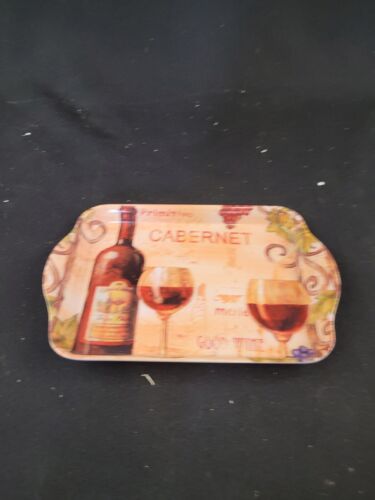 Melamine Trinket Tray Scatter Tray ~ Wine Design, 6.75" x 4.75" NEW - Afbeelding 1 van 4