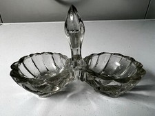 Alte Saliere Menage Salz & Pfeffer Gew&uuml;rz Sch&auml;lchen Press Glas wei&szlig;
