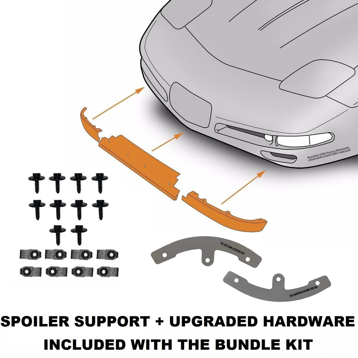 アンジュヴィエルジュ　アウロラ　パーツ C5 Corvette Spoiler Air Dam Bundle Kit w/ Side Support + Mount