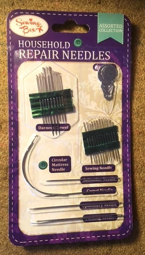 SEWING BOX Household Repair Sewing Needles Pack Assorted Upholstery Carpet Curved Etc New