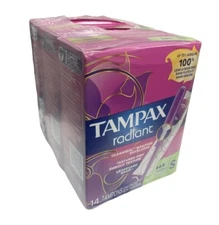 Lot Of 3 Packs Tampax Radiant Tampons Super Absorbency 14 CT (42 Total) - SEALED
