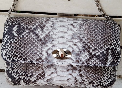 genuine python skin handbag tote bag purse natural color python