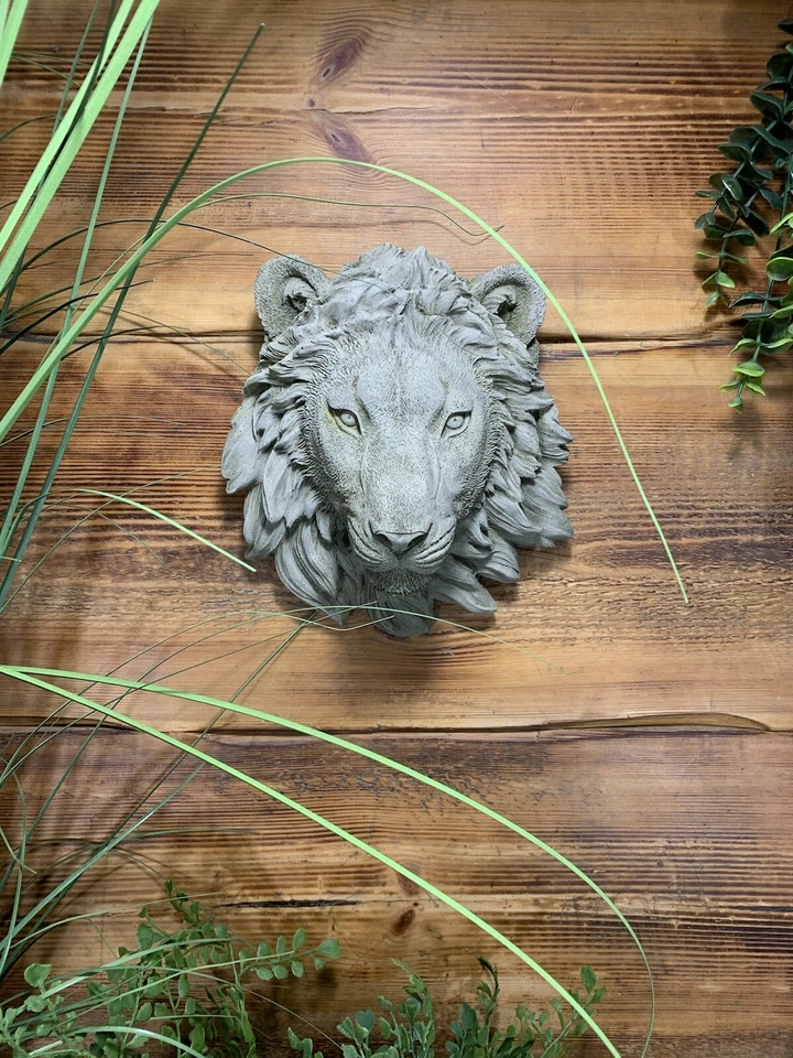 STONE GARDEN SMALL NATURAL DETAILED LION HEAD WALL HANGING PLAQUE ORNAMENT - Image 3 of 4