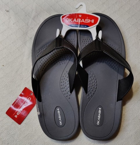 Okabashi Voyager Flip Flop Slides Men's Size 12 Eco-Friendly Black Gray USA