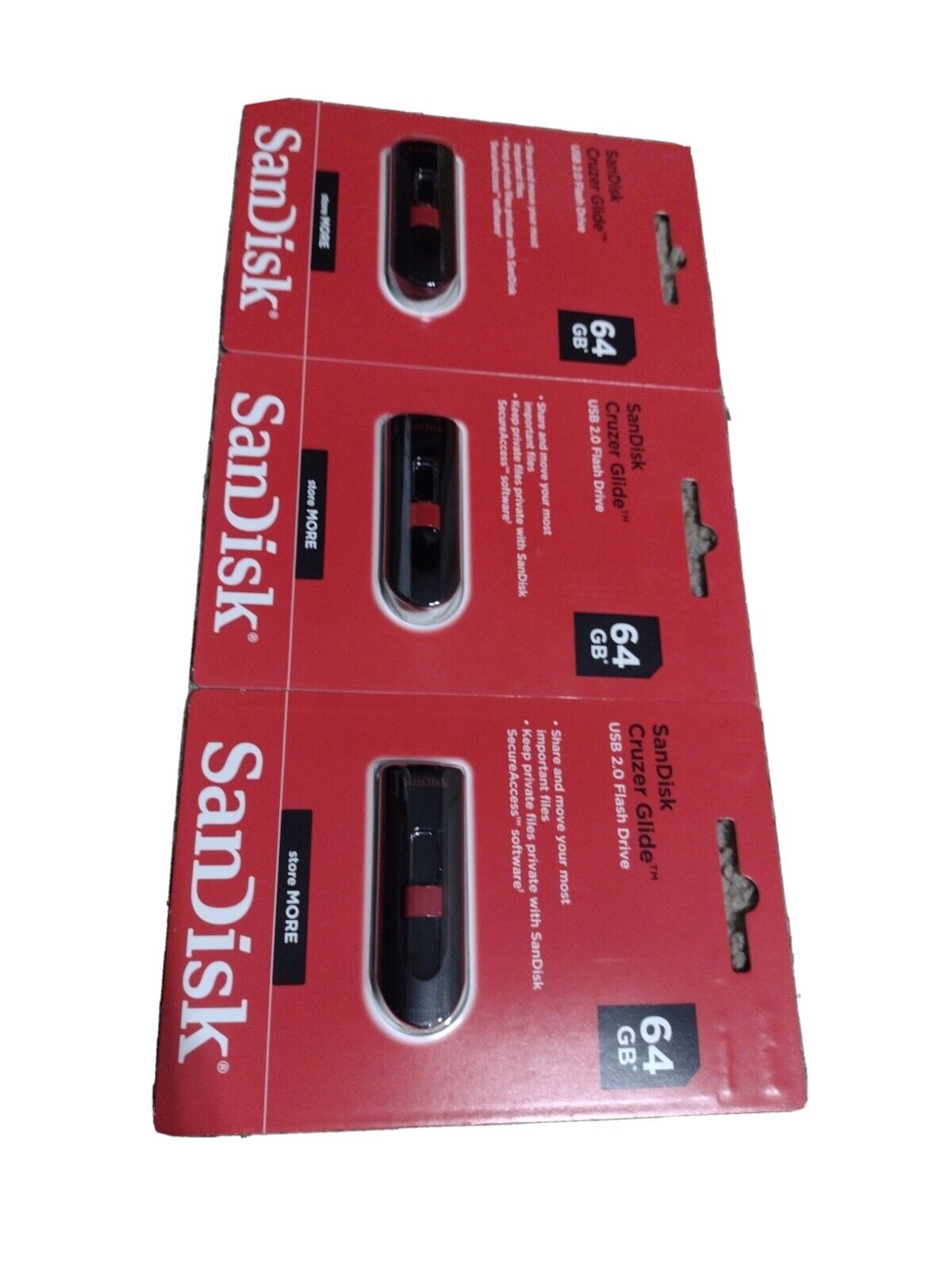 SanDisk 64GB Cruzer Glide USB 2.0 Flash Drive SDCZ60-064G 3 Pack