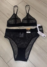 INC International Concepts 2 Piece Monogram Lace Bra Panty Set Womens S Small