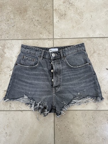 Zara Cut Off Denim Jean Shorts Black Women’s Size 6 28x3 Good Condition - Picture 2 of 9