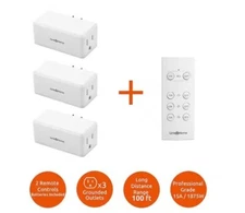 Wireless Indoor Remote Control Outlet Switch with 3 RCVs and 1 Remote