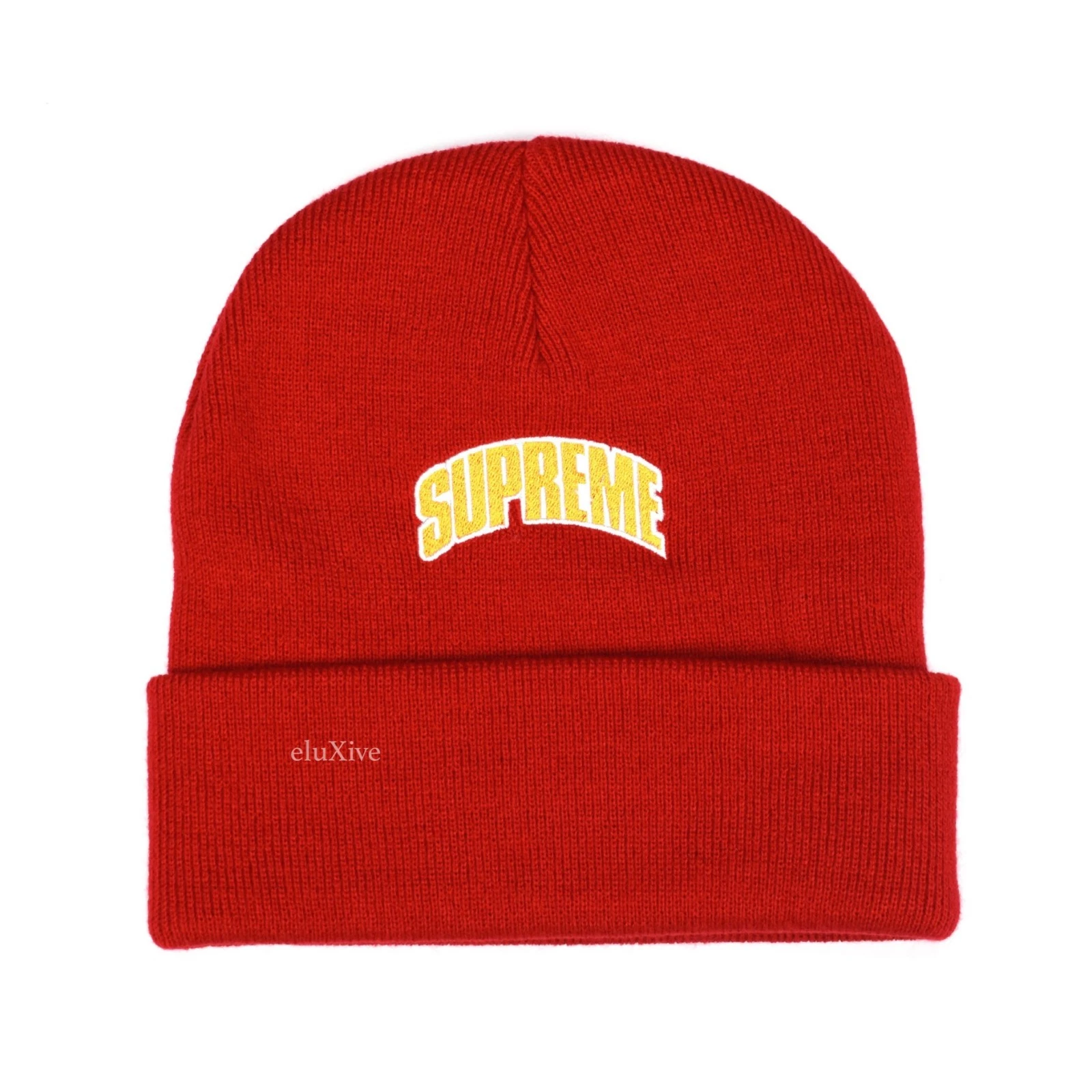 Neuf avec étiquettes chapeau tricoté homme Supreme couronne rouge arc logo brodé beanie FW18 AUTHENTIQUE