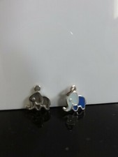 Antique Two Austrian Sterling Silver 925 Signed Enamel Lovely Elephant Charms