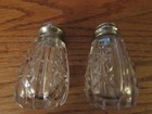 Vintage Cut Glass Salt & Pepper Shakers Mother of Pearl Inset Lids — photo 5