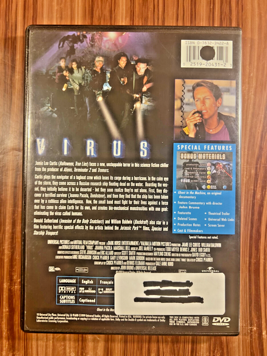 Virus DVD 1999 Movie Sci-Fi Horror Jamie Lee Curtis Donald