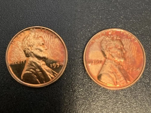 1954-P Lincoln Wheat Cent Proof/Mint Coins - Lot Of 2 - Possibly Re-plated- Read