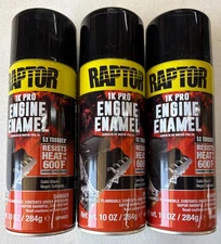 (3) UPOL RAPTOR UP4923 SATIN BLACK 1K PRO ENGINE ENAMEL 10 oz SPRAY CANS 600º