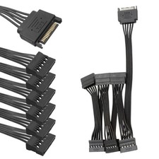 HSZJsto SATA Power Splitter Cable 6 Way, 15Pin SATA Male to 5 Female Power Ex...