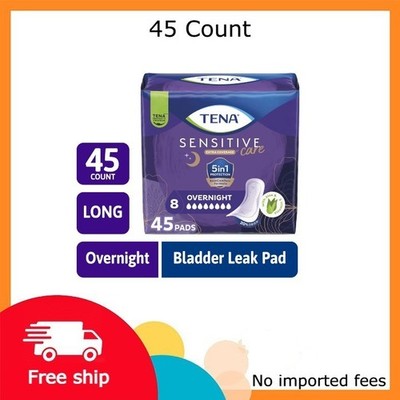 TENA Sensitive Care Extra Coverage Overnight Incontinence Pads, 45 Count