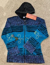 Venus Imports Full Zip Hoodie Sweatshirt Jacket T-110 Teal Multi Size Small Sm