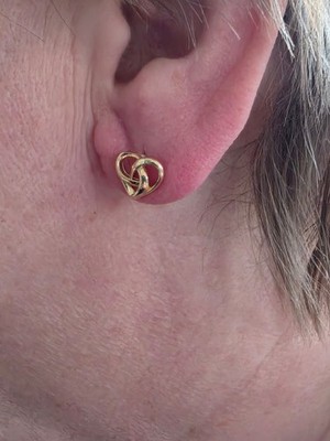 Ohrstecker im Herz-Design mit Cartel-Knoten - Gold - Mode Accessoire - Neu
