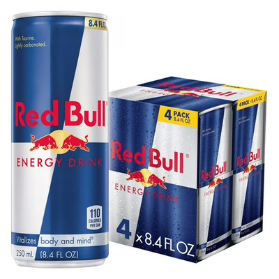 Red Bull Energy Drink, 80mg Caffeine, 8.4 fl. oz., Pack of 4 Cans