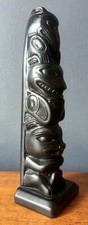 Vintage Boma Canada Native America Totem Pole 17cm Black Resin Bear Raven Beaver